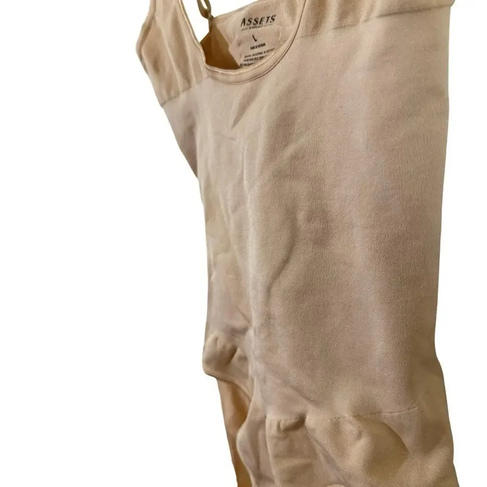 Assets by Spanx Shaping Open-Bust Bodysuit Beige Style 10247R Shaper Shapewear L